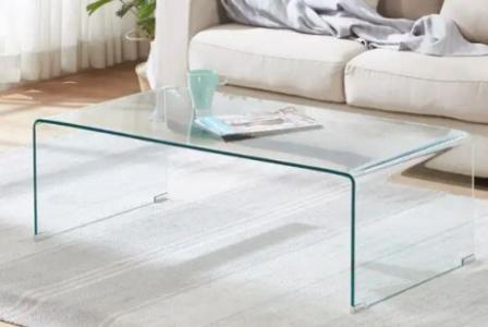 GLASS COFFEE TABLE WITH SOFT ROUNDED CORNERS