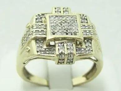 Men's 10K Yellow Gold Diamond Cluster Ring