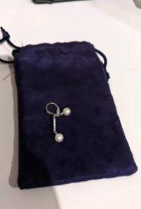 Cultured Freshwater Pearl and White Sapphire earrings