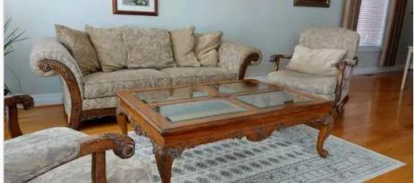 Sofa with table and chairs