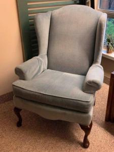 Plush Velvety Soft Eggshell Blue Armchair
