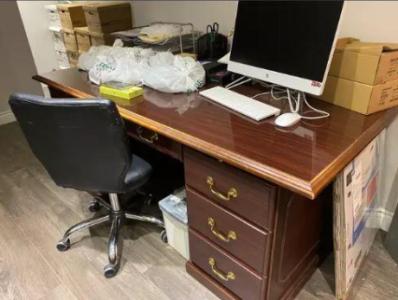 Wood desk & chair