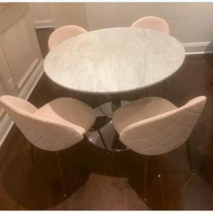 Structube Dining Set, Round marble dining table 106 cm