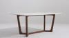 Solid White Quartz Walnut Wood Base Dining Table
