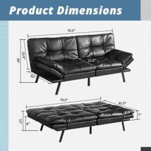 NEW Vegan Leather Memory Foam Futon 72