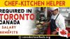 CHEF-KITCHEN HELPER REQUIRED IN TORONTO