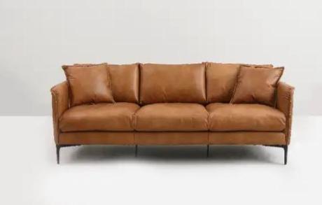 Full Genuine Leather Premium Tan Sofa and Loveseat