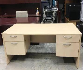 Maple Straight Desk with Drawers-Executive Straight Desk!