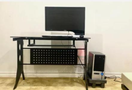 Dell PC with monitor and computer table chair